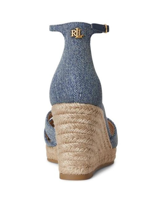 Ralph Lauren Blue Nellie Washed Denim Espadrille
