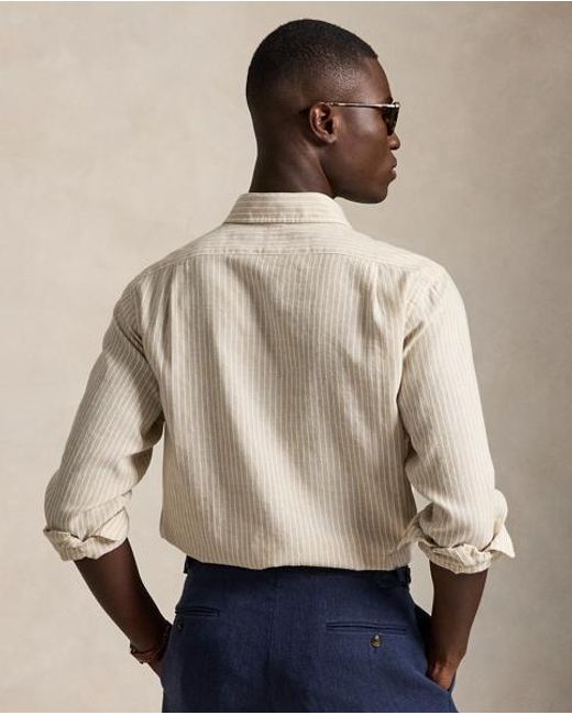 Polo Ralph Lauren Natural Custom Fit Striped Seersucker Shirt for men