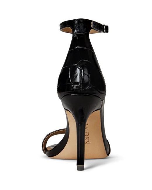 Ralph Lauren Black Ledersandale Allie Mit Krokoprägung