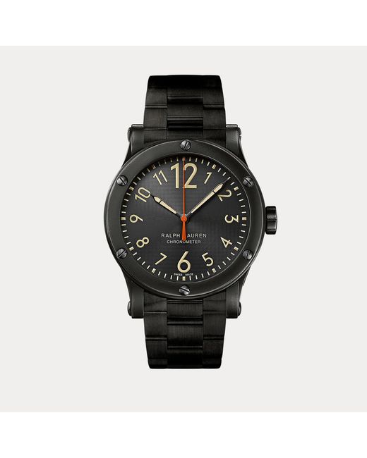Ralph Lauren 45 Mm Zwarte Verouderde Stalen Armband in het Black voor heren