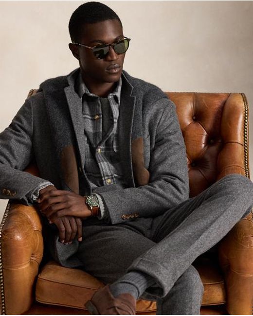 Ralph Lauren Black Knit Flannel Suit Trouser for men