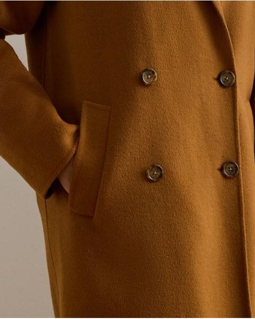 Ralph Lauren Brown Zweireihiger Kokon-Mantel Mit Wolle