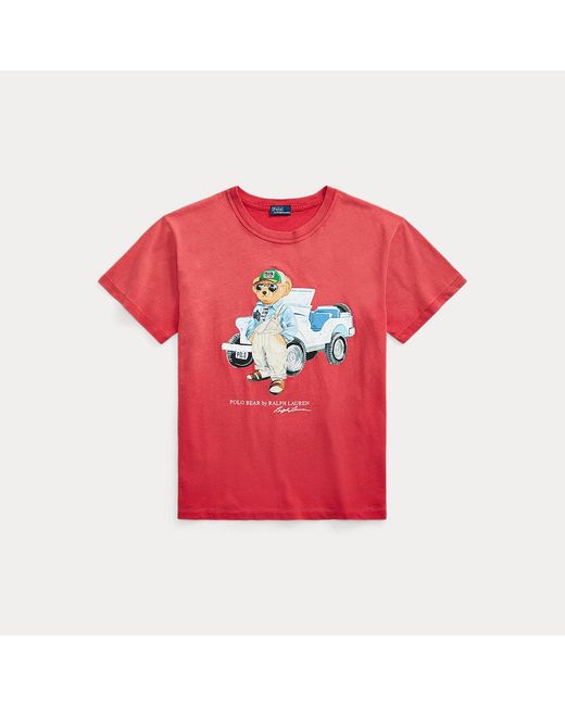 Ralph Lauren Red Baumwolljersey-T-Shirt mit Polo Bear