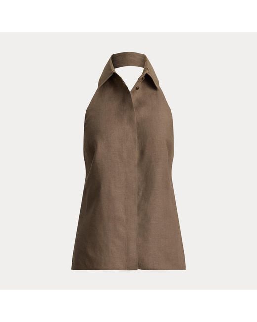 Ralph Lauren Brown Eldred Linen Top