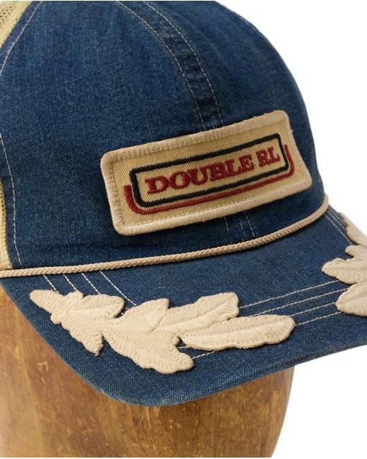 RRL Blue Logo-Patch Denim Trucker Cap for men
