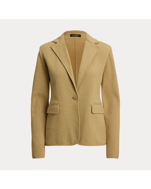 Blazer in maglia di misto cotone di Ralph Lauren in Natural
