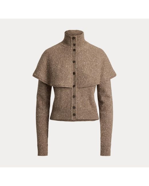 Ralph Lauren Brown Cashmere Donegal Cape Cardigan Jumper
