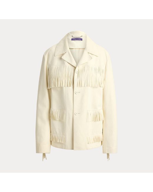 Ralph Lauren Natural Perce Fringe-Trim Lamb-Suede Jacket