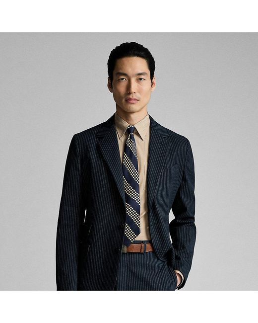 RRL Blue Pinstripe Herringbone Suit Jacket for men