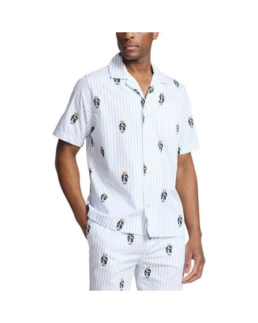 Pijama de algodón con rayas Polo Ralph Lauren de hombre de color Blue
