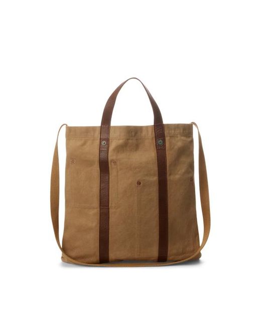 RRL Brown Leather-trim Canvas Tote for men