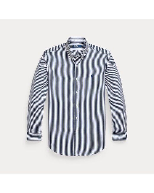 Polo Ralph Lauren Blue Custom Fit Striped Poplin Shirt for men