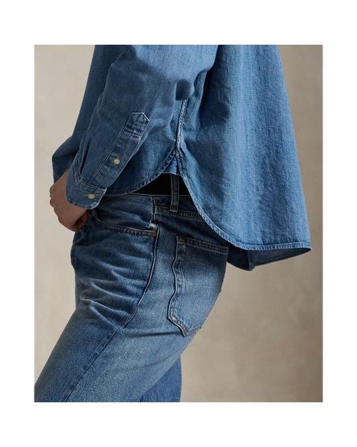 Ralph Lauren Blue Cropped Boxy Denim Shirt