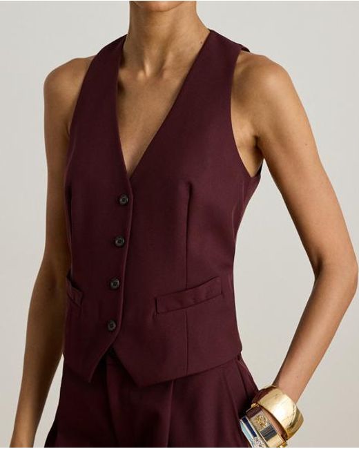 Chaleco De Sarga De Mezcla De Lana Ralph Lauren de color Purple