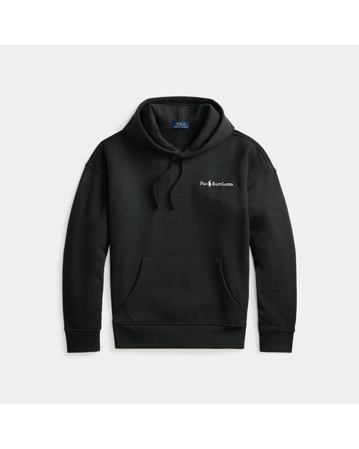 Polo Ralph Lauren Black Relaxed Fit Logo Fleece Hoodie for men