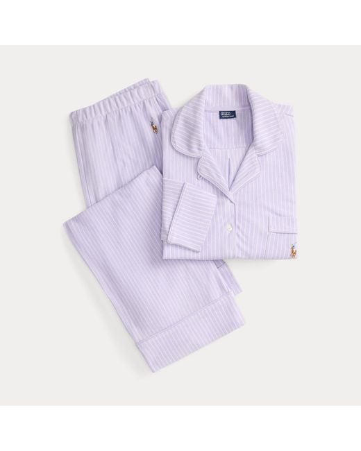 Polo Ralph Lauren Blue Langärmliger Jersey-Pyjama Mit Streifen