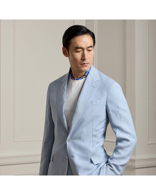 Ralph Lauren Blue Hadley Hand-Tailored Silk-Linen Jacket for men