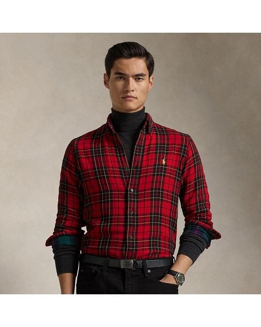 Polo Ralph Lauren Red Custom Fit Plaid Double-Faced Shirt for men