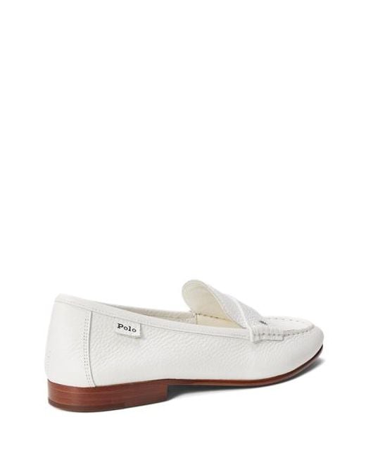 Polo Ralph Lauren White Pebbled Leather Penny Loafer