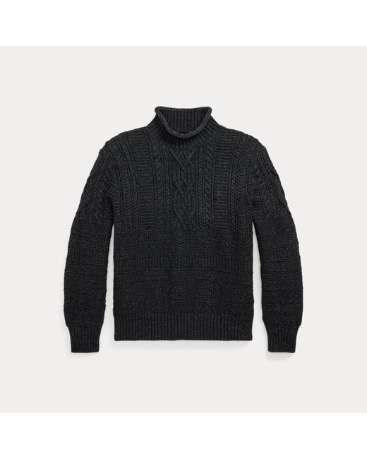 RRL Katoen-Wollen Trui Met Col in het Black voor heren