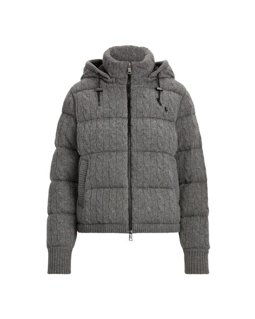 Polo Ralph Lauren Gray Cable-knit Down-filled Jacket
