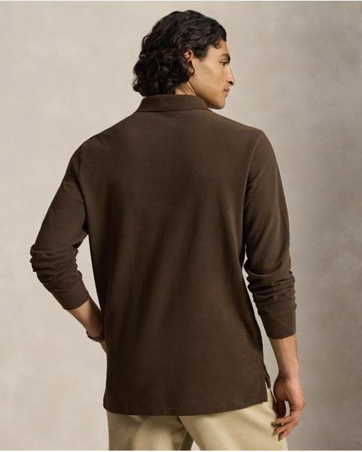 Polo Ralph Lauren Brown Custom Slim Fit Mesh Polo Shirt for men