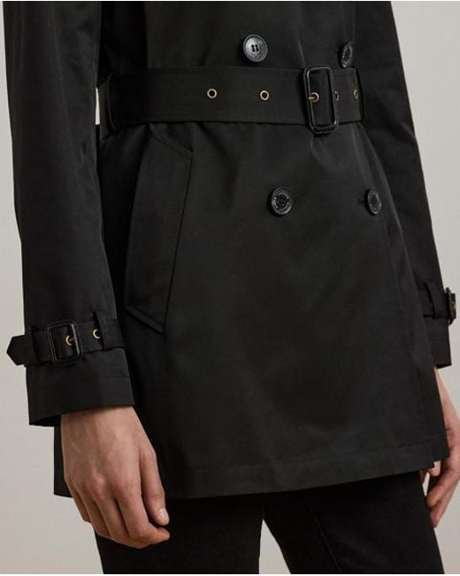 Ralph Lauren Black Zweireihiger Trenchcoat Mit Baumwolle