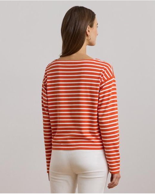 Ralph Lauren Red Gestreiftes Top Mit U-Boot-Ausschnitt