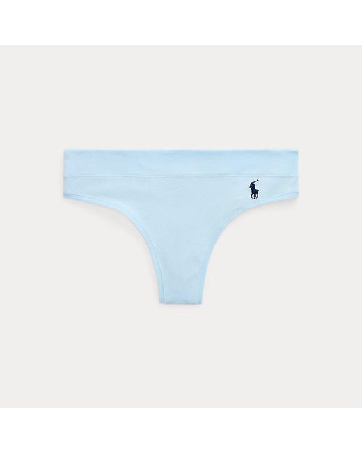 Polo Ralph Lauren Blue String-Tanga Aus Baumwollstretch