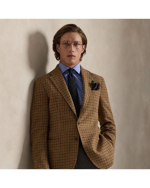 Ralph Lauren Brown Polo Tailored Fit Plaid Tweed Sport Coat for men