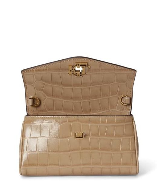 Ralph Lauren Natural Embossed Turn-Lock Wristlet Crossbody