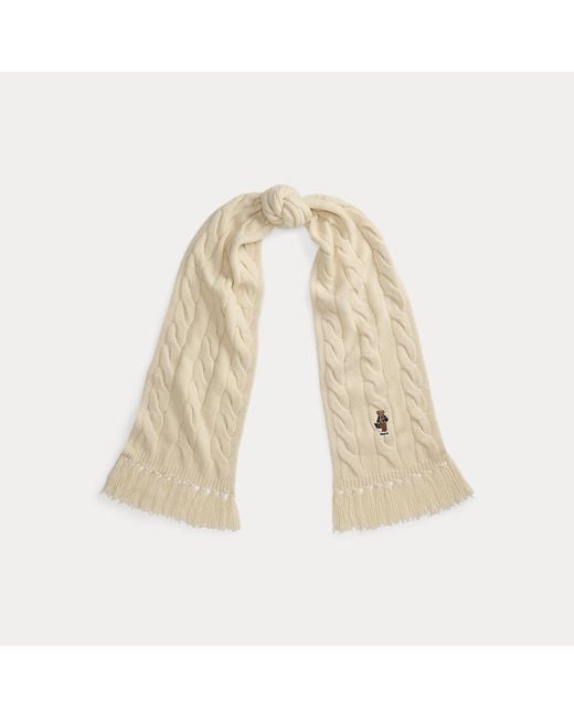 Polo Ralph Lauren Natural Polo Bear Cable-Knit Scarf