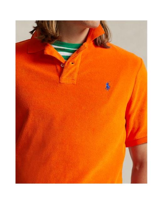 Ralph Lauren Orange Classic Fit Terry Polo Shirt for men