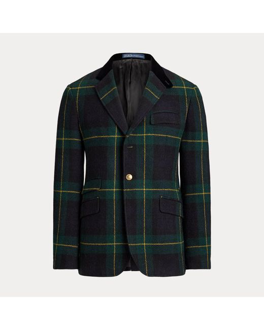 Polo Ralph Lauren Black Polo Tailored Fit Plaid Tweed Blazer for men