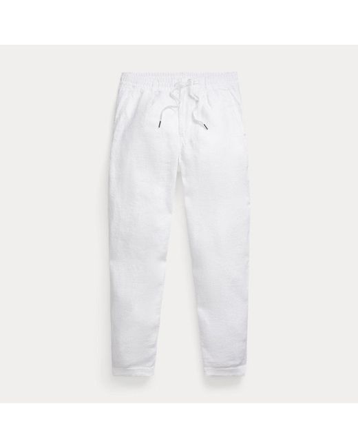 Pantaloni Prepster in lino Polo di Polo Ralph Lauren in White da Uomo