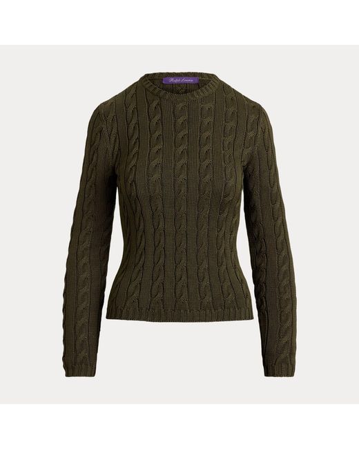 Ralph Lauren Green Cable-Knit Silk-Blend Crewneck Jumper