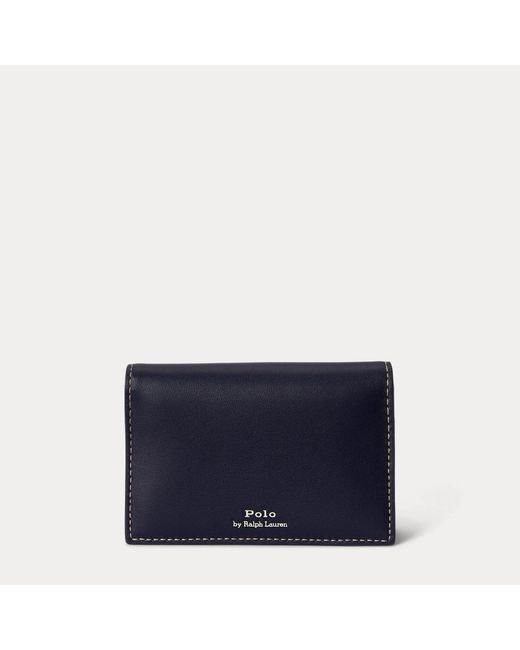 Polo Ralph Lauren Blue Polo Bear Leather Flapped Card Case