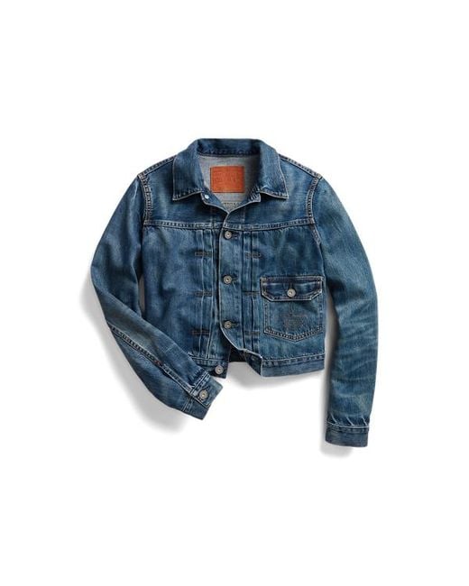 RRL Blue Cropped Denim Jacket