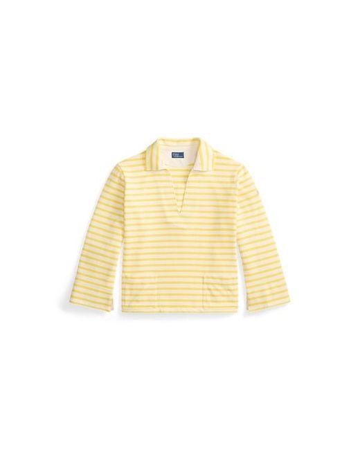 Ralph Lauren Green Striped Split-Placket Mariner Tee