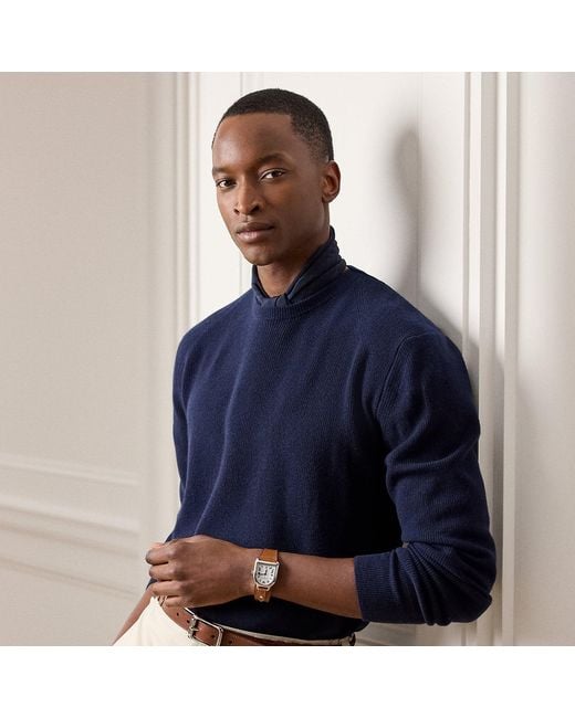 Ralph Lauren Blue Textured Cashmere Jumper for men