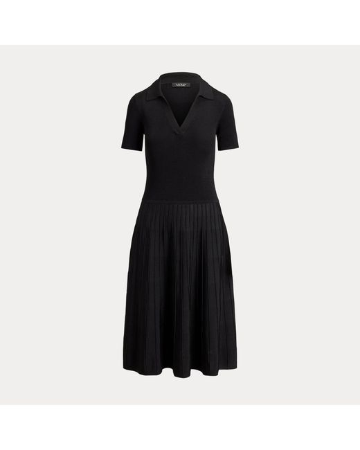 Ralph Lauren Black Rib-Knit Short-Sleeve Jumper Dress