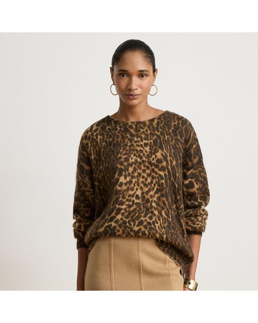 Ralph Lauren Brown Ocelot-Print Crewneck Jumper