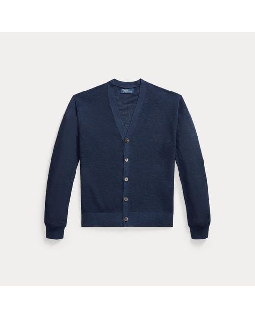 Polo Ralph Lauren Blue Relaxed Fit Linen Cardigan for men