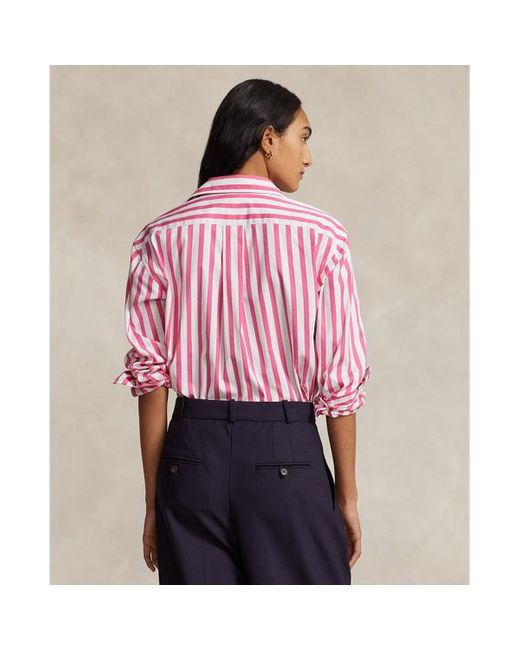 Camicia in cotone a righe Relaxed-Fit di Polo Ralph Lauren in Red