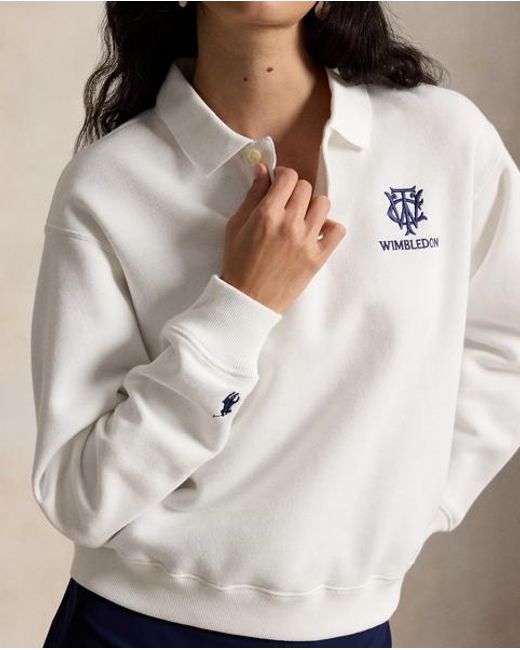 Polo Ralph Lauren Gray Wimbledon Fleece Polo Pullover