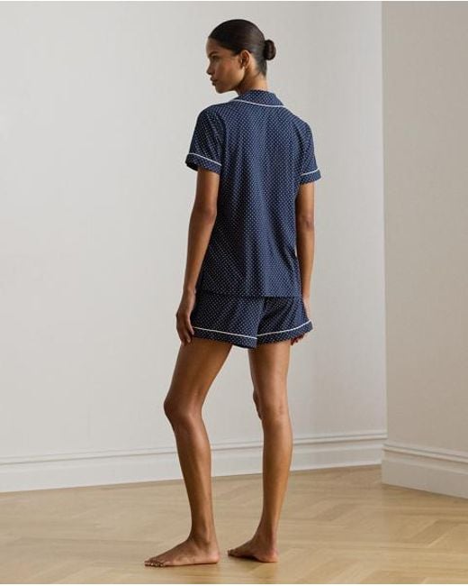 Ralph Lauren Polkadot Slaapset Met Boxershort in het Blue