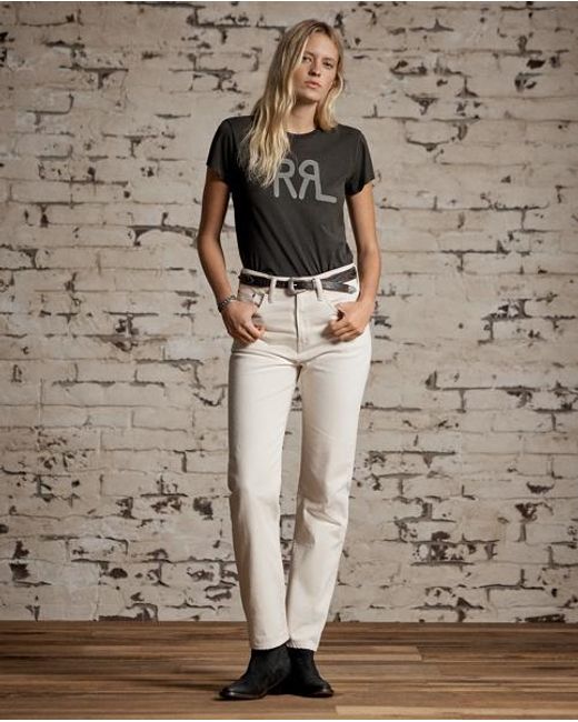 RRL Black Logo Cotton Jersey Tee