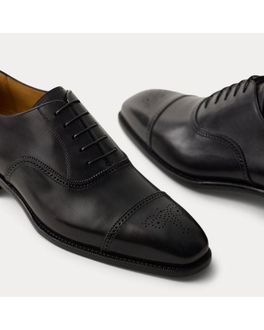 Ralph Lauren Black Denver Calfskin Cap-Toe Shoe for men