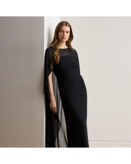 Ralph Lauren Blue Cape Georgette Gown