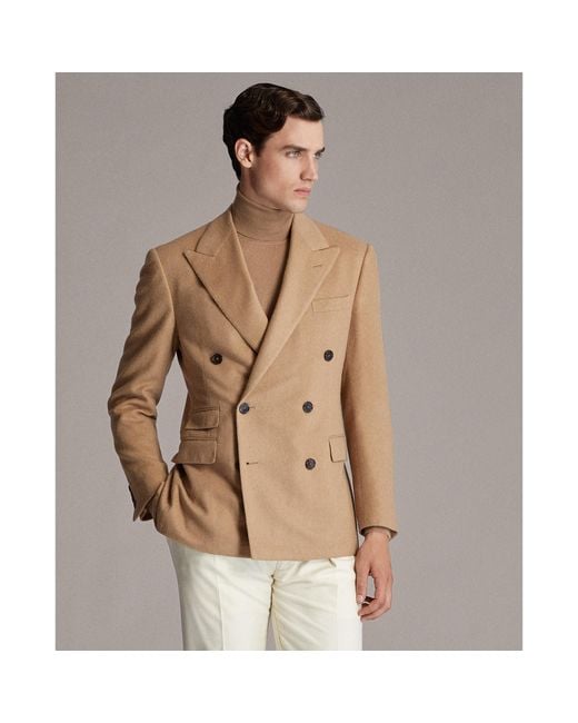 Mens Clothing Coats Long coats and winter coats Natural Ralph Lauren Purple Label Wool Coat in Camel for Men 